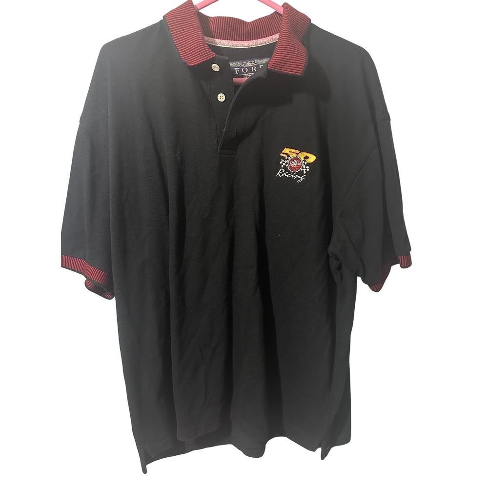 Vintage Fore Golfwear Dr Pepper Racing 50th Anniversary Polo Shirt Mens XL Black